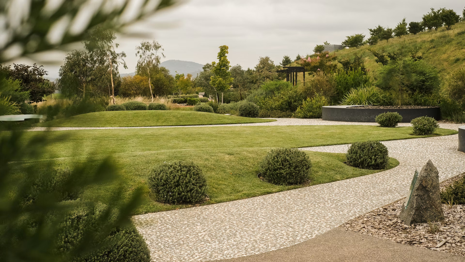Landscaped housing society common area