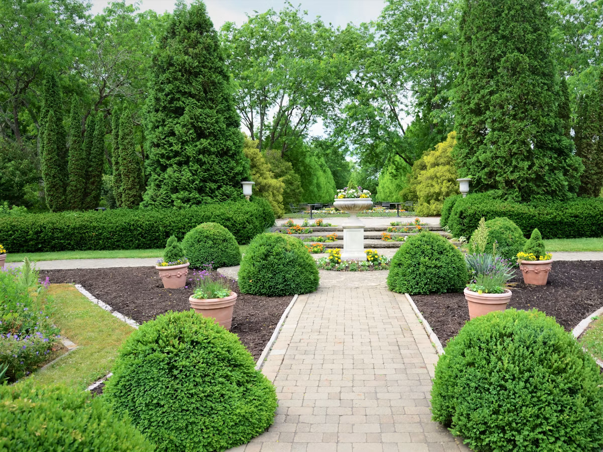 Landscaped farm house grounds